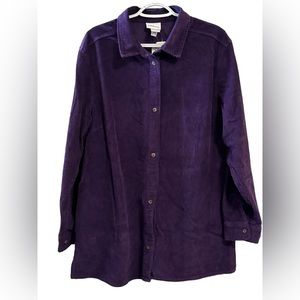 Vermont Country Store Women’s Purple Corduroy Shirt NWT Size 1X